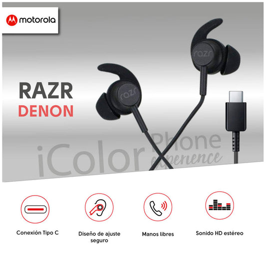 Official Motorola Razr Denon USB-C Earphones Headphones Black SH38C48284