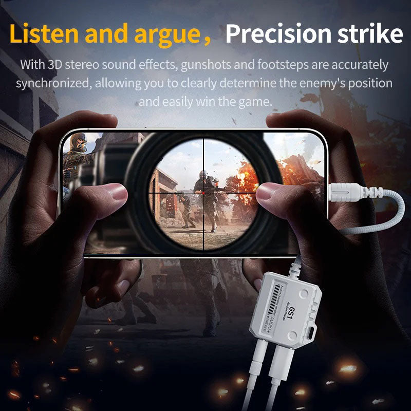 Plextone GS1 2 in 1 Gaming Adapter with Type-C 60W Fast Charging & 3.5mm 3D Stereo Sound.