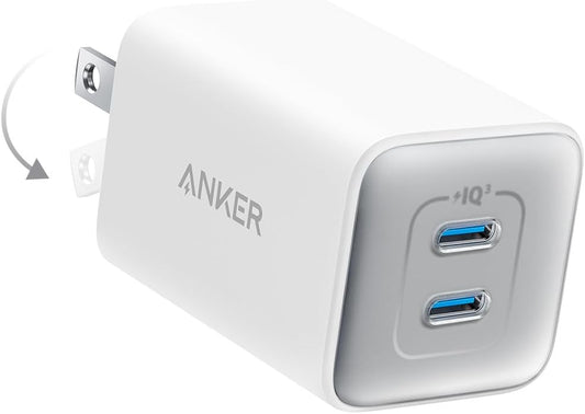 Anker 47W USB C Charger (Nano 3), 2 Port Compact Foldable GaN Fast Charger.