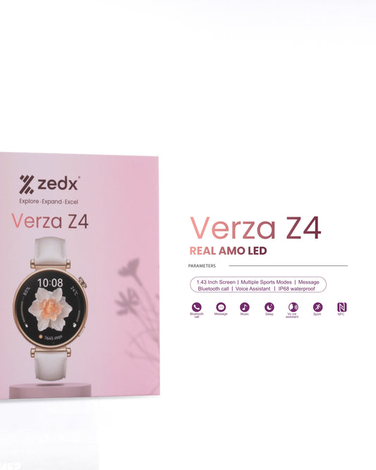 ZedX Verza Z4 Smartwatch -AMOLED Display, IP68 Waterproof, Bluetooth Call