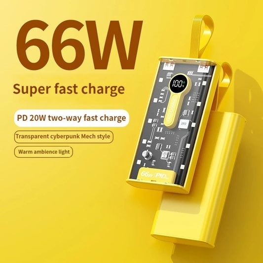 Transparent Super Fast Charge Power Bank 66W 20,000 mAh
