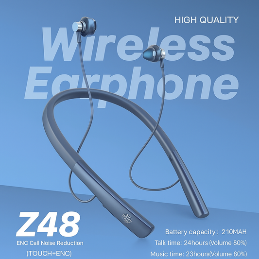 ZedX Wireless Neckband Z48 - Premium Sound, Ultra-Comfort Fit, and Long Battery Life