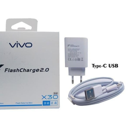 Original VIVO 33W Flashcharge 2.0 Fast Charger Adapter USB Type C Cable.