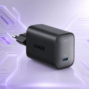 Original Anker Nano 100W GaN USB-C fast charger in black with USB-C Power Delivery port, suitable for MacBook, iPhone, Samsung Galaxy, Google Pixel, and other USB-C devices in Pakistan.
