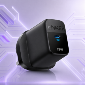 Original Anker 45W USB-C fast charger featuring PowerIQ 3.0 technology, ideal for charging iPhone, Samsung Galaxy, Google Pixel, Nothing Phone, OnePlus, and other USB-C devices in Pakistan.